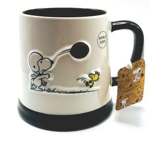 NWT Rae Dunn Peanuts Snoopy Go Team Mug Large White Black NWT 2025 Collection
